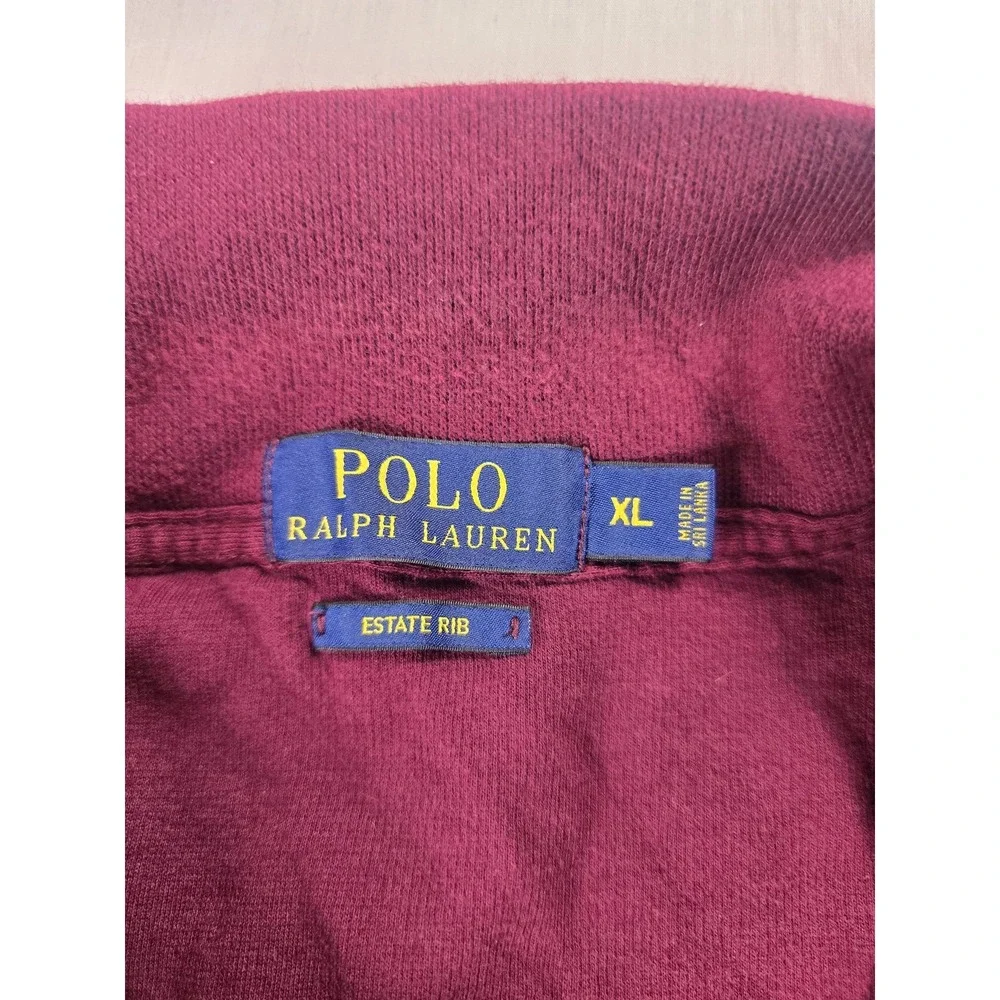 Polo Ralph Lauren Sweater Mens XL Red Estate Rib 1/4 Zip Mock Neck Pullover